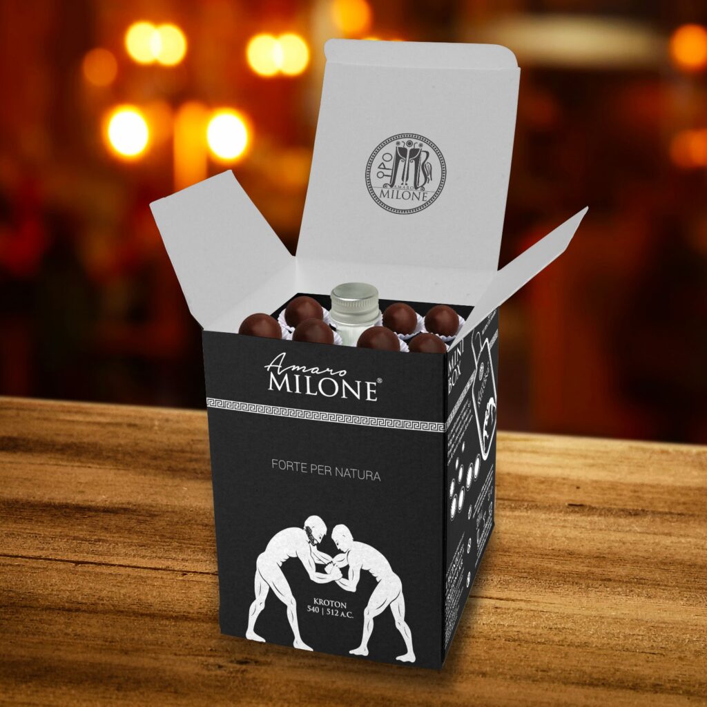 Mini Box – Mignon Amaro Milone con Praline di Cioccolato Fondente